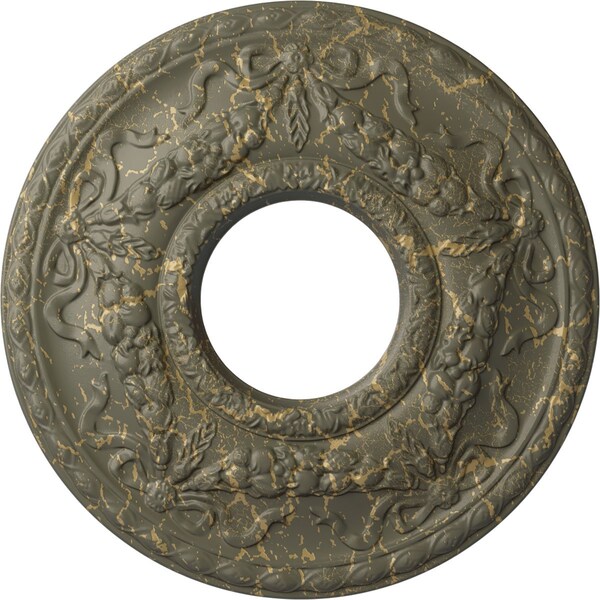 Ekena Millwork Hurley Medallion (Canopies up to 7 1/4"), 22 1/8"OD x 7 1/4"ID x 1 3/4"P, Witch Hazel Crackle CM26HUWHC - main